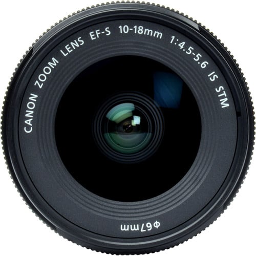 Canon EF-S 10-18mm f/4.5-5.6 IS STM wide-angle zoom lens – lightweight and versatile, perfect for landscapes and vlogging on APS-C DSLRs.