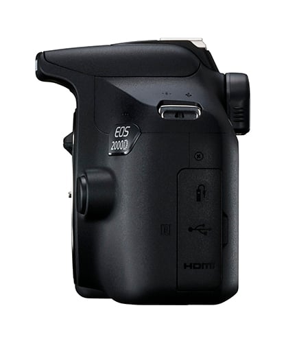 The Canon 2000D is a versatile DSLR camera that offers advanced imaging capabilities with a convenient range of controls and connectivity. The 24 MP CMOS sensor and DIGIC 4+ image processor enable you to capture high-resolution stills and video with an ISO 100-6400 range useful in low light.