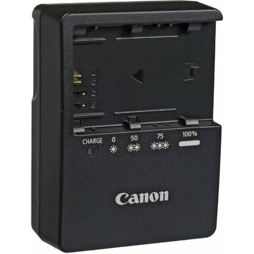 The Canon LC-E6E is a Compact Battery Charger designed for use with the Canon LP-E6 lithium-ion battery utilised by many of the newest Canon DSLR bodies.