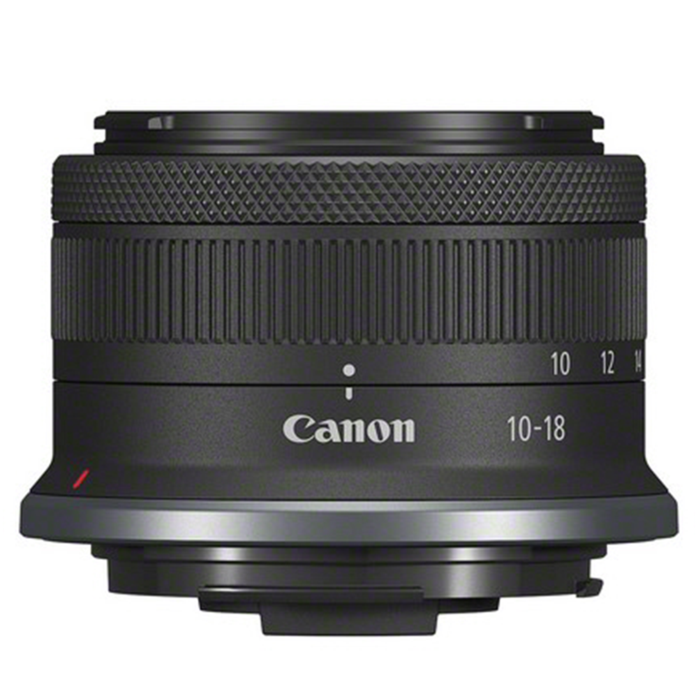 Canon camera lens with 10-18mm on a white background