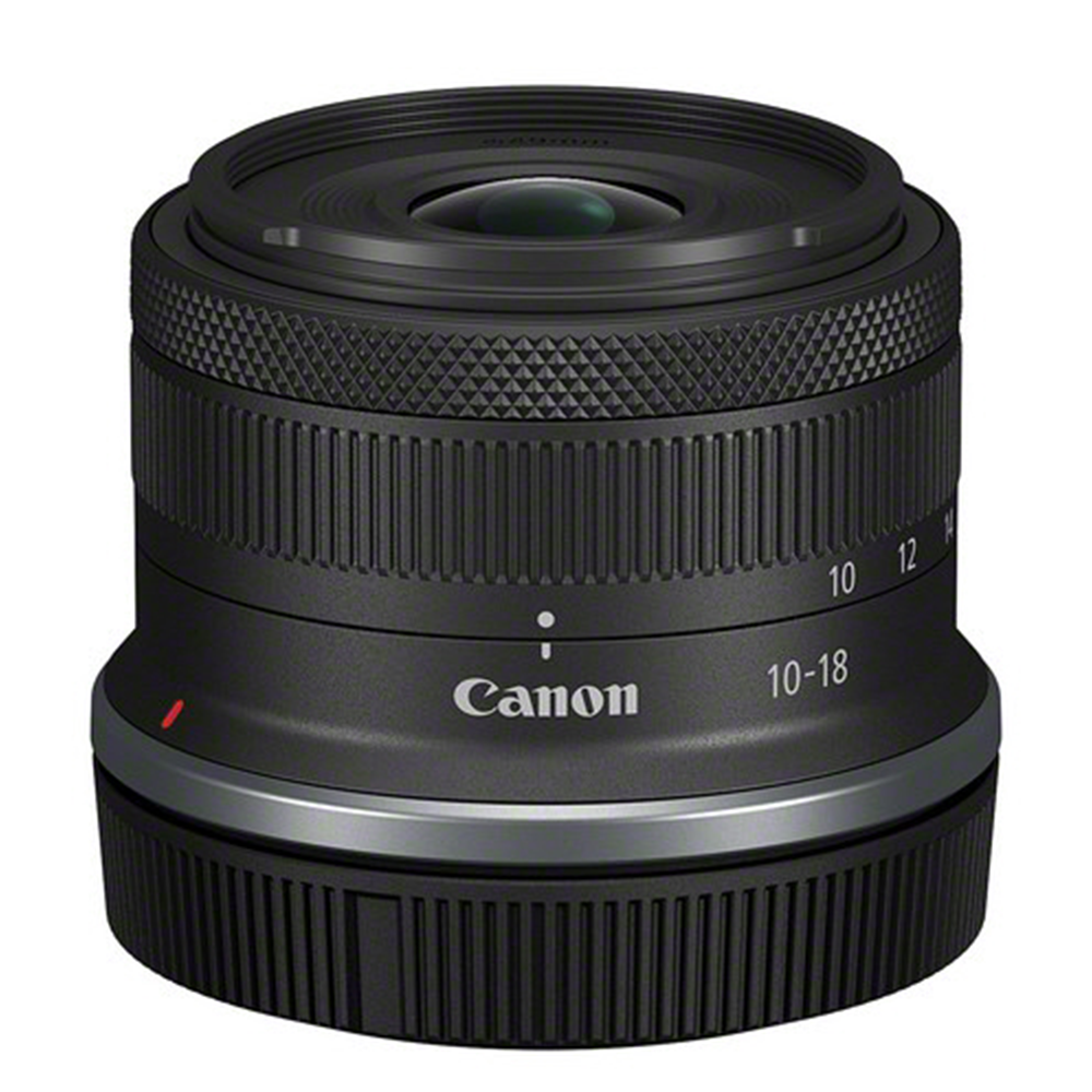 Canon camera lens with '10-18' focal length on a white background