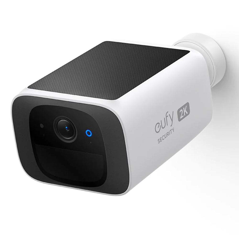 The Eufy Spotlight SoloCam S220 is a compact, wireless, solar-powered home security camera with 2K resolution, infrared night vision, on-device AI for detection, and a weatherproof IP67 rating.