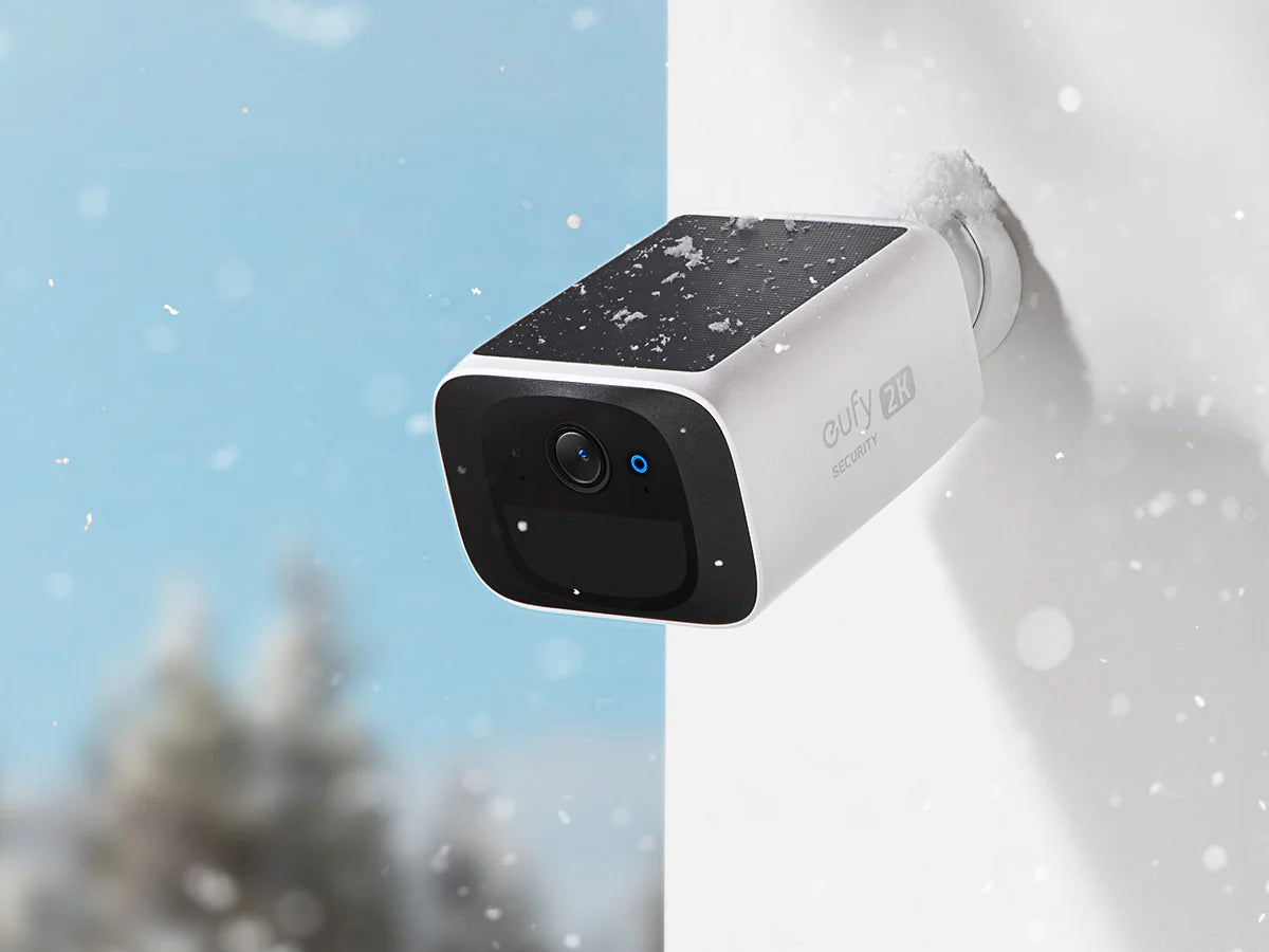 The Eufy Spotlight SoloCam S220 is a compact, wireless, solar-powered home security camera with 2K resolution, infrared night vision, on-device AI for detection, and a weatherproof IP67 rating.