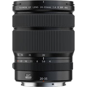 Fujifilm GF 20-35mm f/1.4 R WR. Medium-format wide-angle zoom with f/1.4, sharp optics, weather-resistant design, and versatile low-light performance.