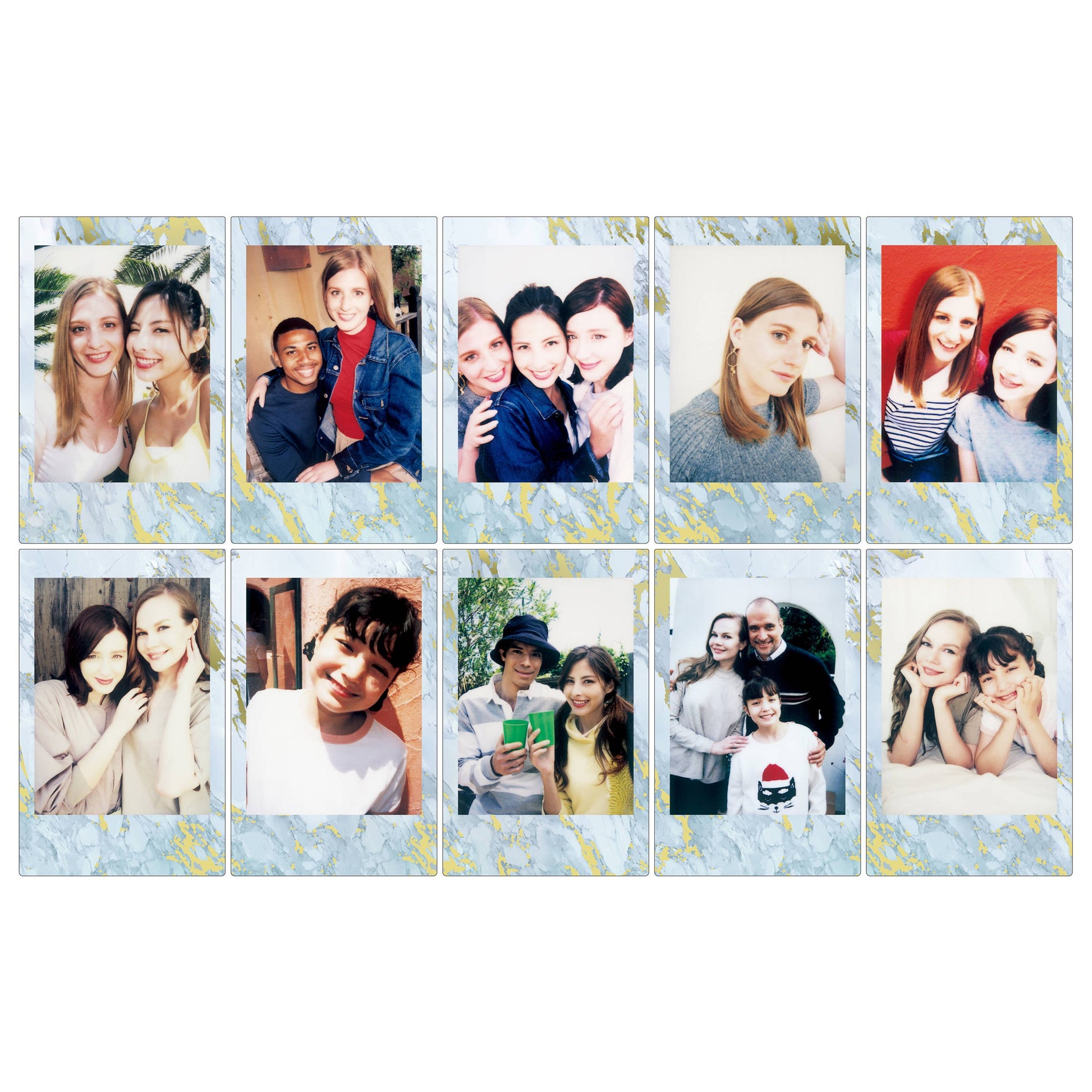 Pack of 10 sheets Fujifilm Instax Mini Blue Marble instant film with decorative marble-patterned frames for credit card-sized photos