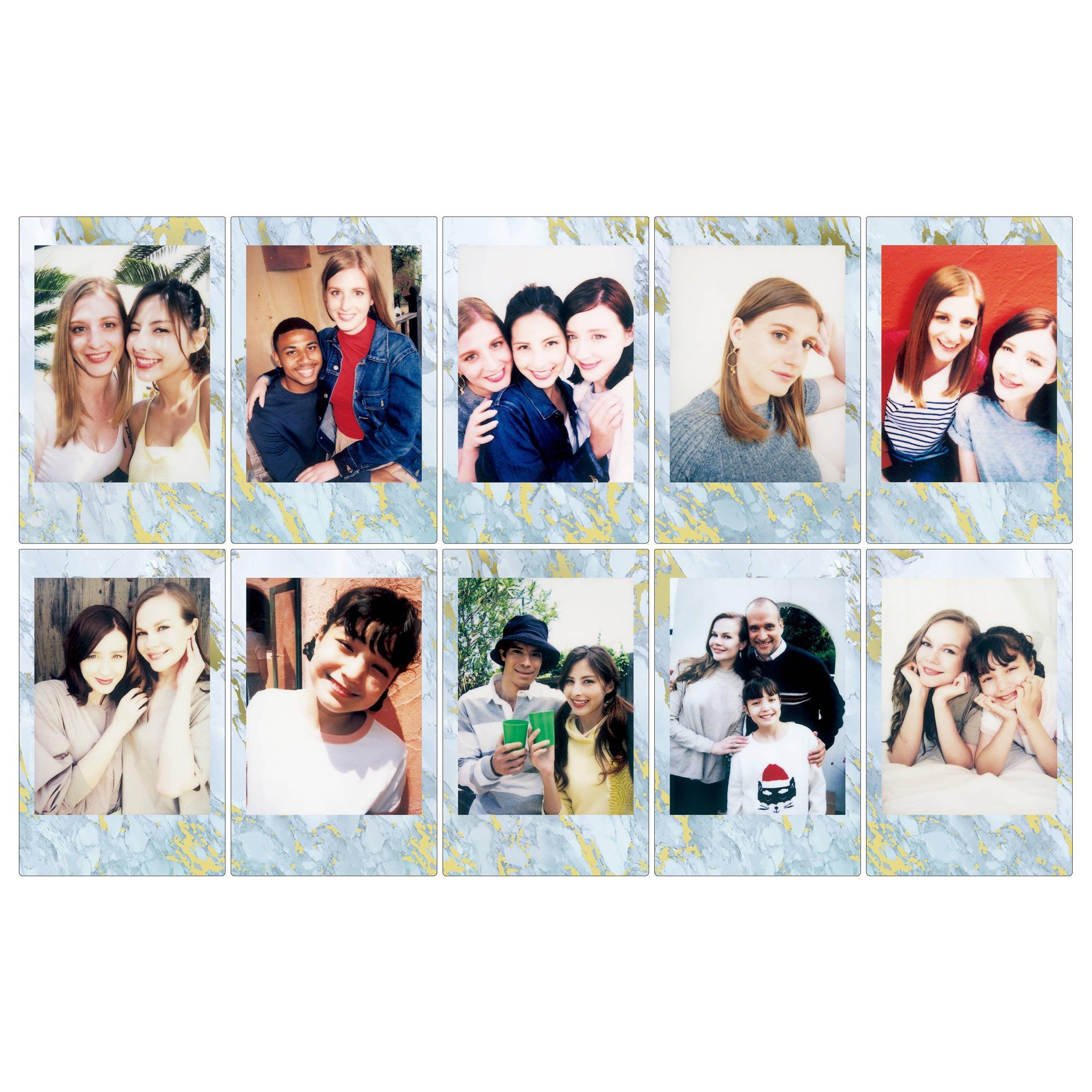 Pack of 10 sheets Fujifilm Instax Mini Blue Marble instant film with decorative marble-patterned frames for credit card-sized photos