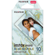 Pack of 10 sheets Fujifilm Instax Mini Blue Marble instant film with decorative marble-patterned frames for credit card-sized photos