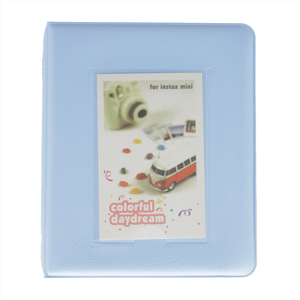 Light blue case for Instax Mini with colorful daydream design on a white background