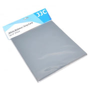 JJC Grey Card 2-in-1 Set – Dual-sided 8x10" card featuring 18% gray and 90% white reflectance surfaces, ideal for achieving accurate color balance in photos; compatible with all film and digital cameras for JPEG and RAW files.