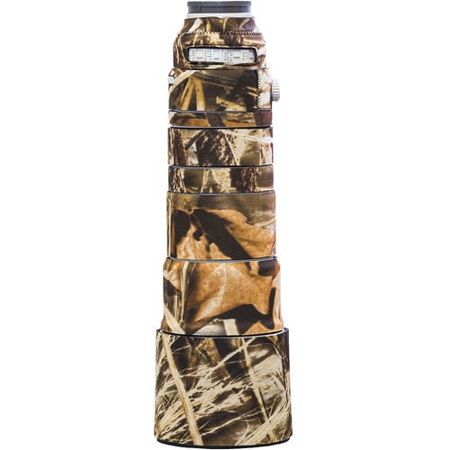 LensCoat neoprene cover for Sony FE 200-600mm G OSS lens, providing protection and camouflage for wildlife and outdoor photography.