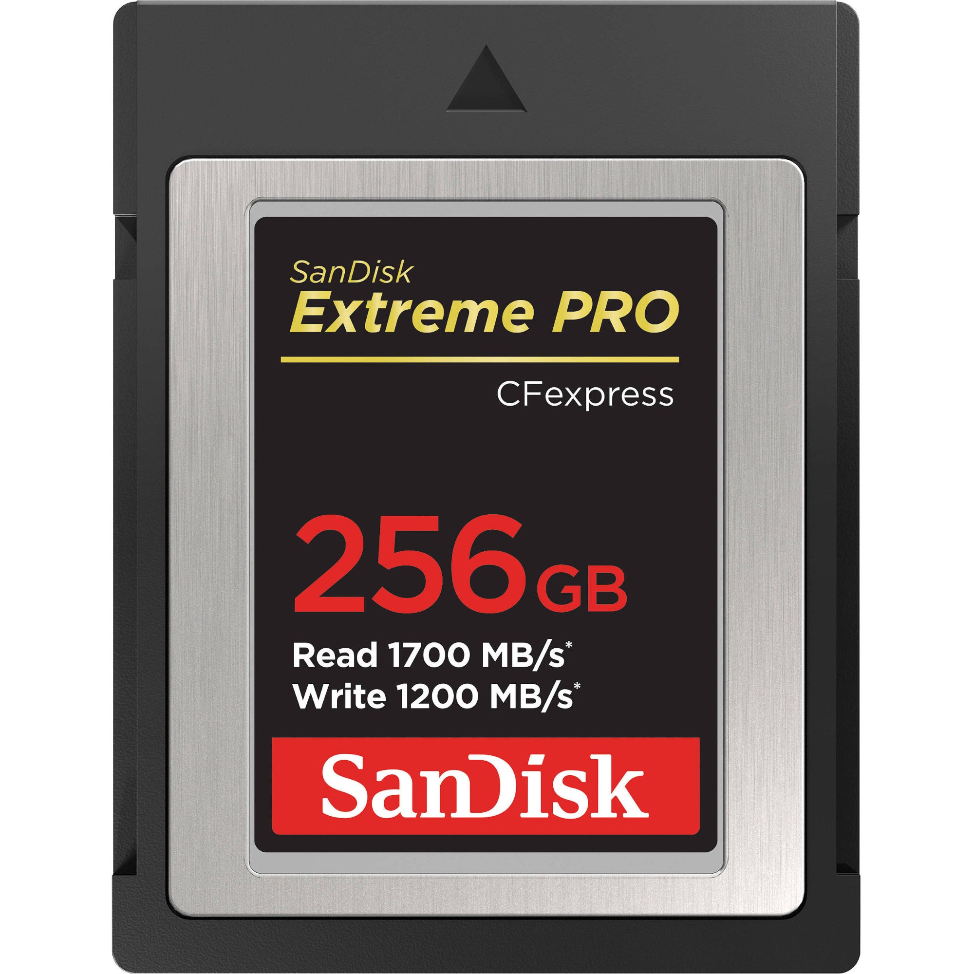 The SanDisk 256GB Extreme PRO CFexpress Memory Card Type B boasts high-speed, consistent recording at read speeds of up to 1700MBs and 1200MBs write speeds.