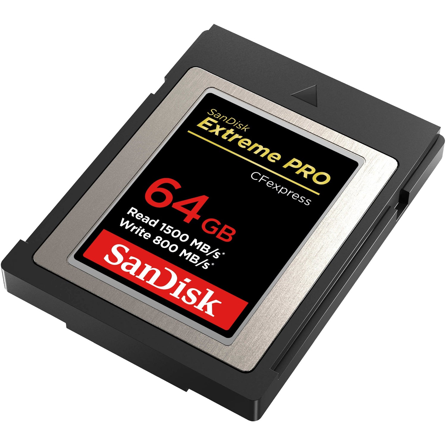 The 64GB Extreme PRO CFexpress Memory Card Type B boasts high-speed, consistent recording at read speeds of up to 1500MBs and 800MBs write speeds.