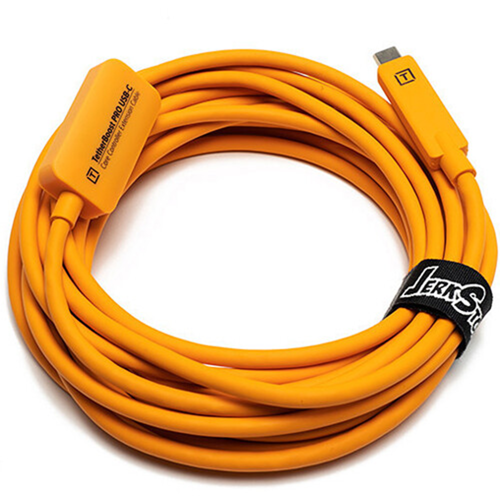 Tether Tools TetherBoost Pro USB-C Extension Cable – 5m active extension with integrated power regulator, USB 3.2 Gen 2 (10 Gbit/s), high-visibility orange, compatible with USB-C male-to-male cables, extends tethering distance up to 19.2m.