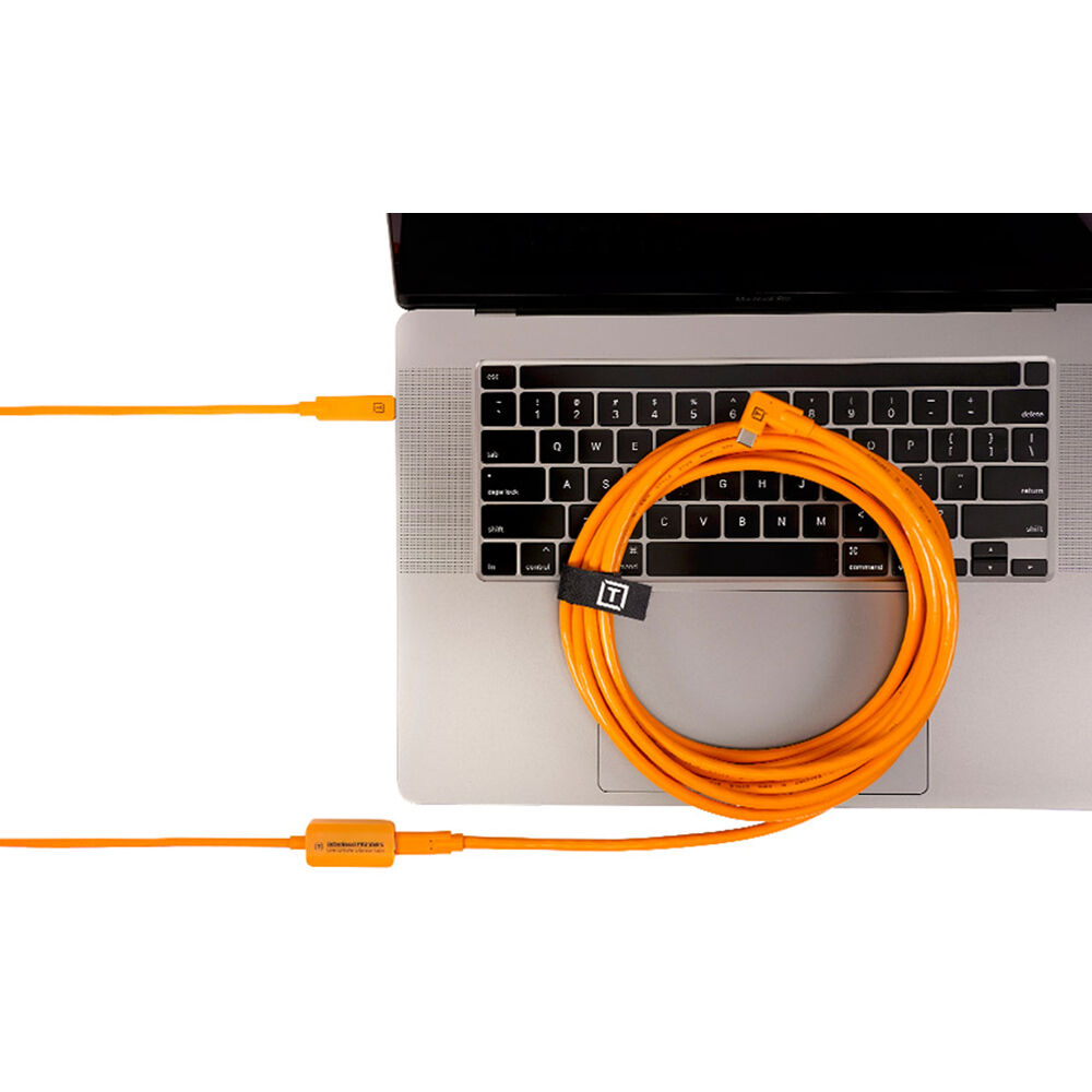 Tether Tools TetherBoost Pro USB-C Extension Cable – 5m active extension with integrated power regulator, USB 3.2 Gen 2 (10 Gbit/s), high-visibility orange, compatible with USB-C male-to-male cables, extends tethering distance up to 19.2m.