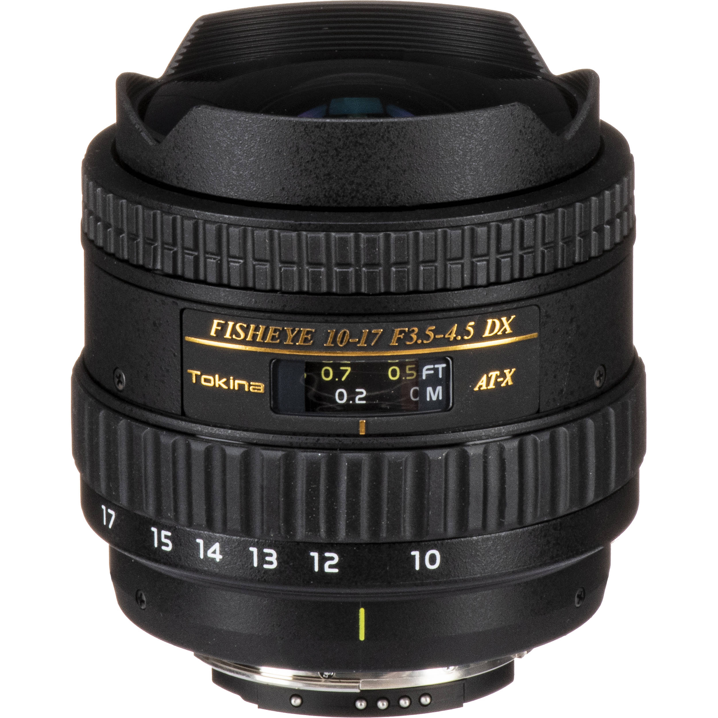 Tokina AT-X 10–17mm AF DX ultra-wide zoom lens for Nikon F, ideal for landscapes, architecture, and interiors.
