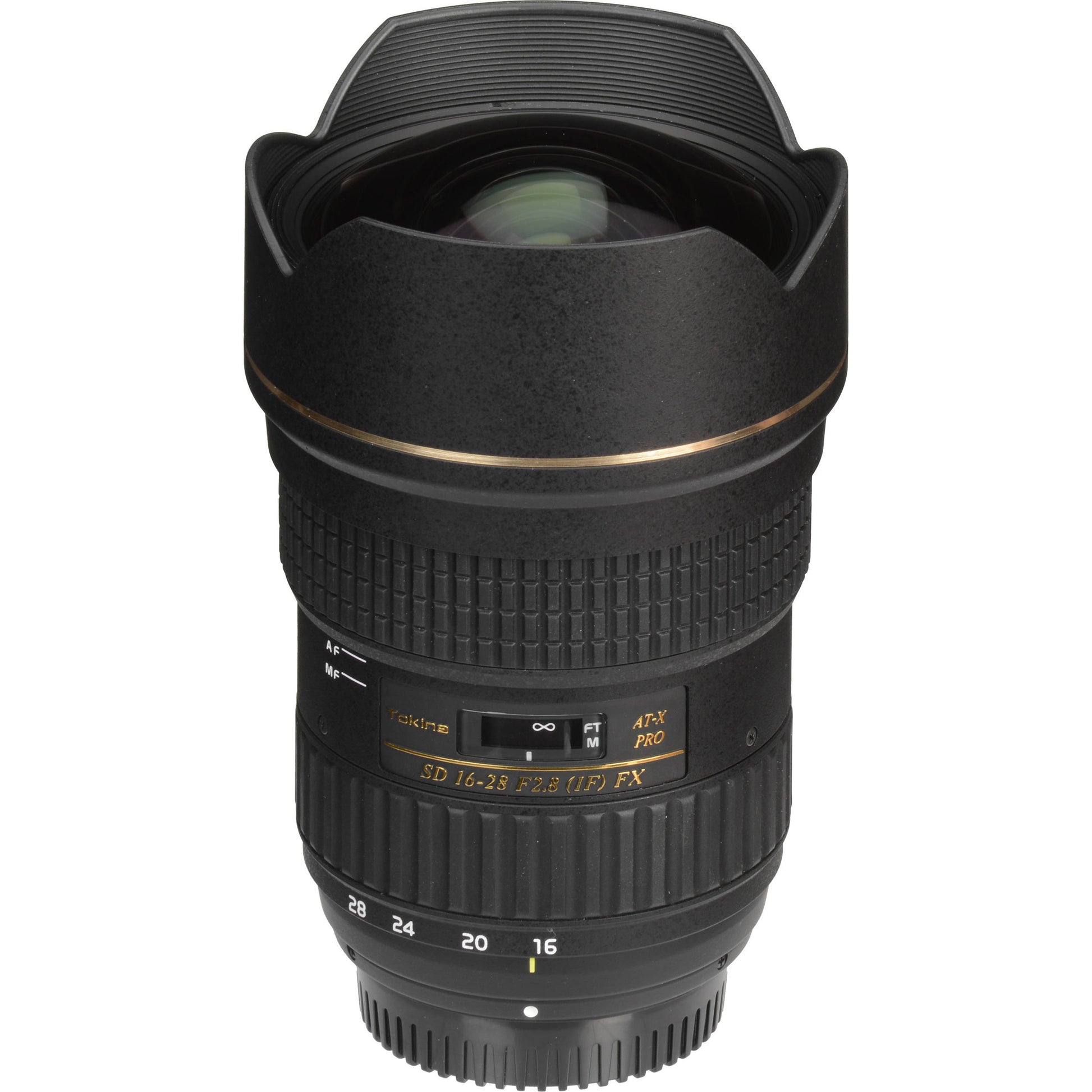 Tokina AT-X 16–28mm f/2.8 Pro FX wide-angle zoom lens for Canon EF, ideal for landscapes, architecture, and interiors.