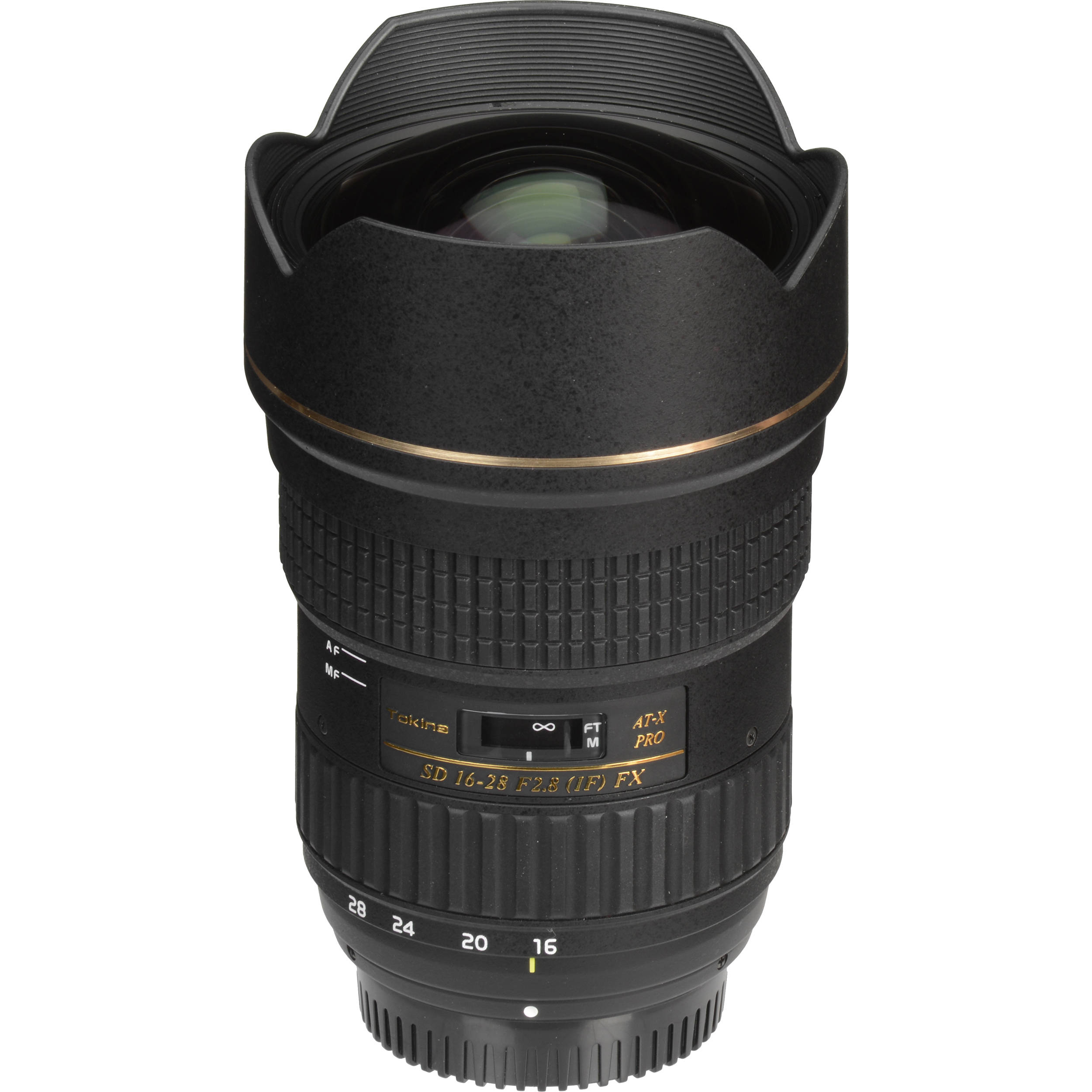 Tokina AT-X 16–28mm f/2.8 Pro FX wide-angle zoom lens for Canon EF, ideal for landscapes, architecture, and interiors.