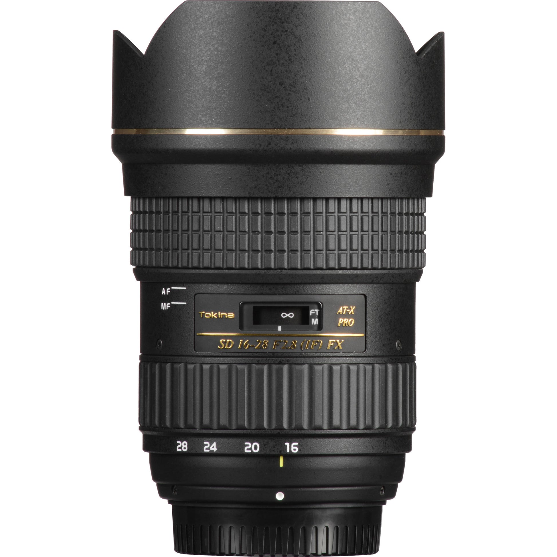 Tokina AT-X 16–28mm f/2.8 Pro FX wide-angle zoom lens for Canon EF, ideal for landscapes, architecture, and interiors.