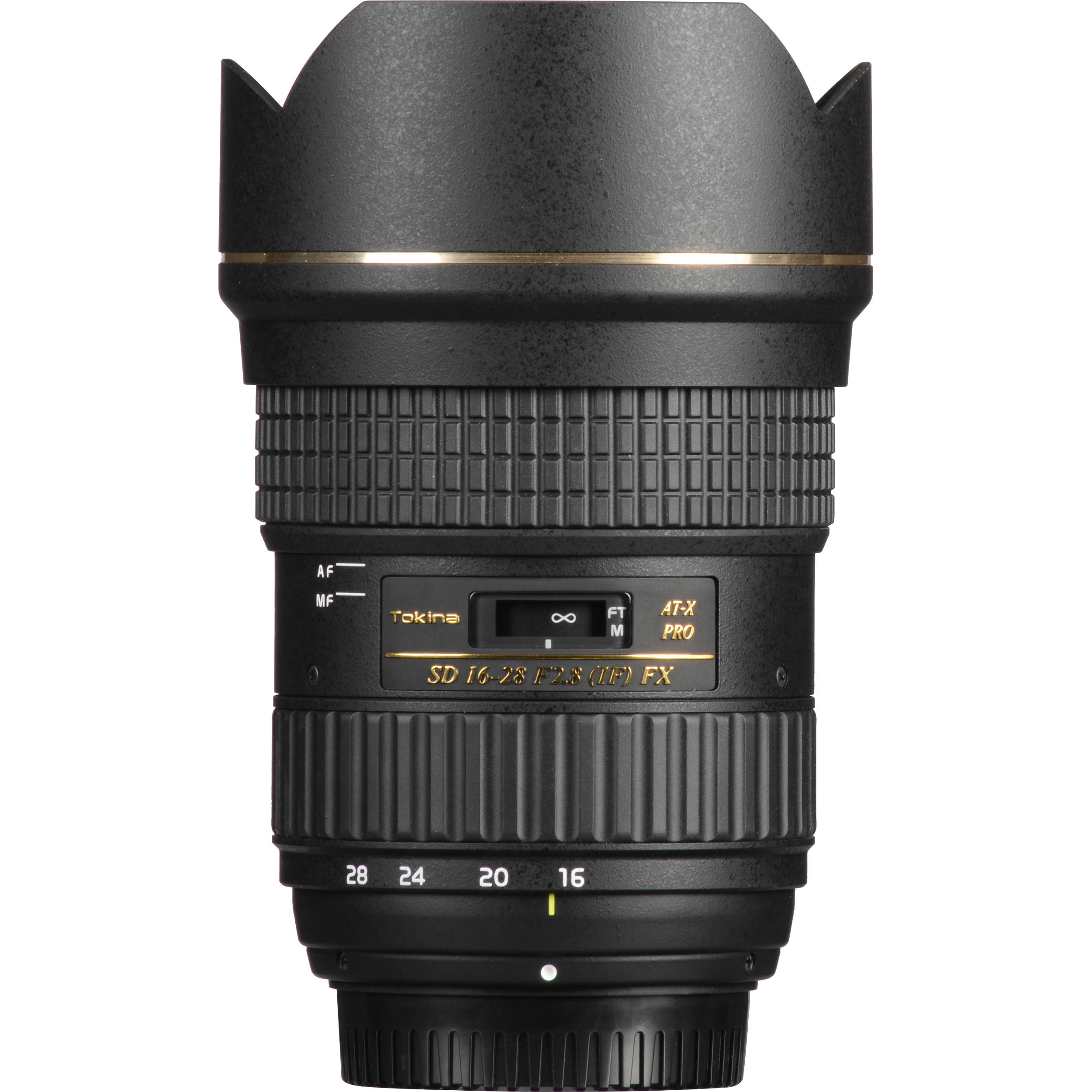 Tokina AT-X 16–28mm f/2.8 Pro FX wide-angle zoom lens for Canon EF, ideal for landscapes, architecture, and interiors.
