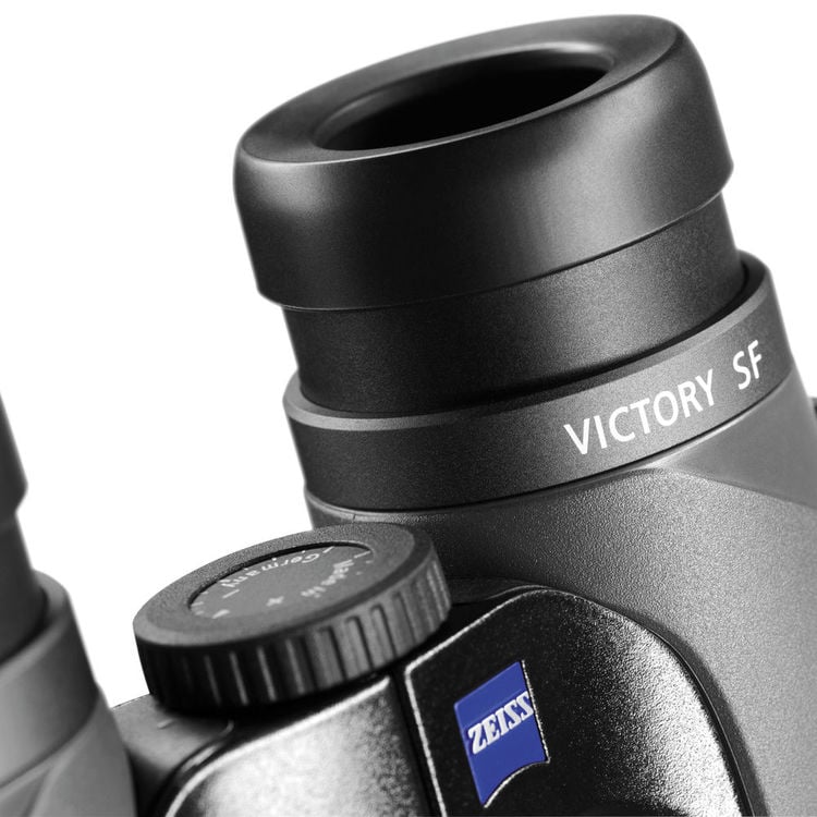 Zeiss Victory SF 8x42 birdwatching binoculars with ED fluoride glass, wide 64° view, multi-coated optics, and lightweight 780g build.