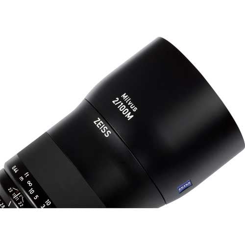 Zeiss Milvus 100mm f/2 Macro ZF.2 for Nikon F. Telephoto macro lens with 1:2 magnification, fast f/2 aperture, and weather-sealed metal construction.