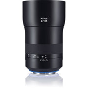 Zeiss Milvus 135mm f/2 ZE for Canon EF. Medium telephoto prime lens with Sonnar design, f/2 aperture, manual focus, and weather-sealed build.