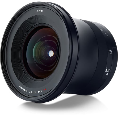 Zeiss Milvus 15mm f/2.8 ZF.2 for Nikon F. Ultra-wide angle prime lens with f/2.8 aperture, advanced optics, manual focus, and weather-sealed build.