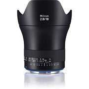 Zeiss Milvus 18mm f/2.8 ZE for Canon EF. Super wide angle prime lens with f/2.8 aperture, advanced optics, manual focus, and weather-sealed build.