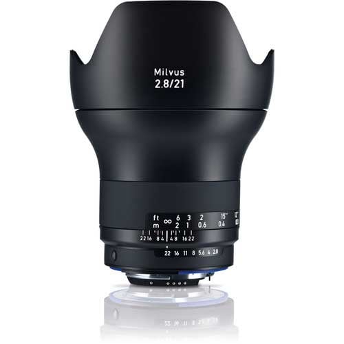 Zeiss Milvus 21mm f/2.8 ZF.2 for Nikon F. Wide angle prime lens with f/2.8 aperture, advanced optics, manual focus, and durable weather-sealed build.