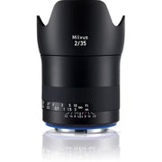 Zeiss Milvus 35mm f/2 ZE for Canon EF. Wide angle prime lens with f/2 aperture, advanced optics, manual focus, and durable weather-sealed construction.