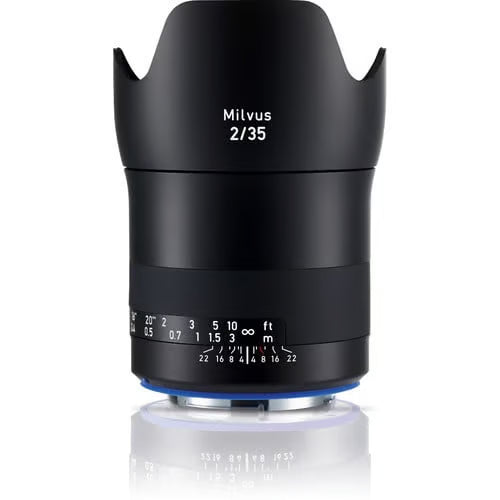 Zeiss Milvus 35mm f/2 ZE for Canon EF. Wide angle prime lens with f/2 aperture, advanced optics, manual focus, and durable weather-sealed construction.