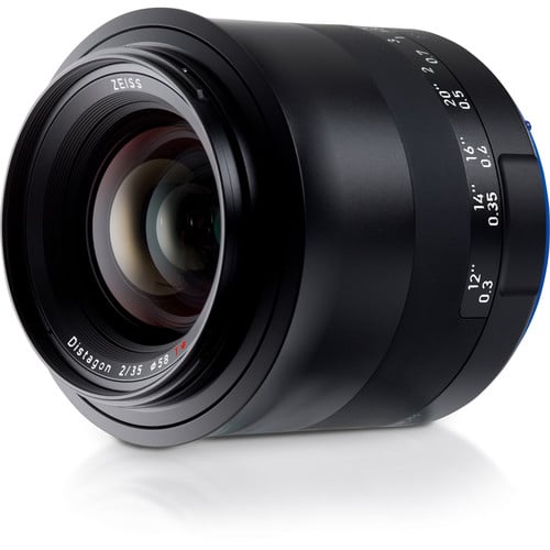 Zeiss Milvus 35mm f/2 ZE for Canon EF. Wide angle prime lens with f/2 aperture, advanced optics, manual focus, and durable weather-sealed construction.