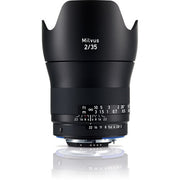 Zeiss Milvus 35mm f/2 ZF.2 for Nikon F. Wide angle prime lens with f/2 aperture, sharp optics, manual focus, and durable weather-sealed construction.