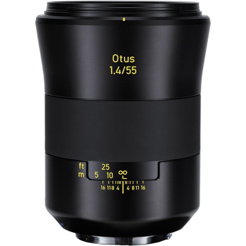 Zeiss Otus 55mm f/1.4 ZE for Canon EF. Premium standard prime lens with f/1.4 aperture, Distagon optics, manual focus, and weather-sealed build.