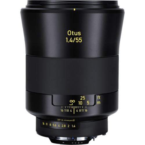 Zeiss Otus 55mm f/1.4 ZF.2 for Nikon F. Premium standard prime lens with f/1.4 aperture, Distagon optics, manual focus, and weather-sealed build.