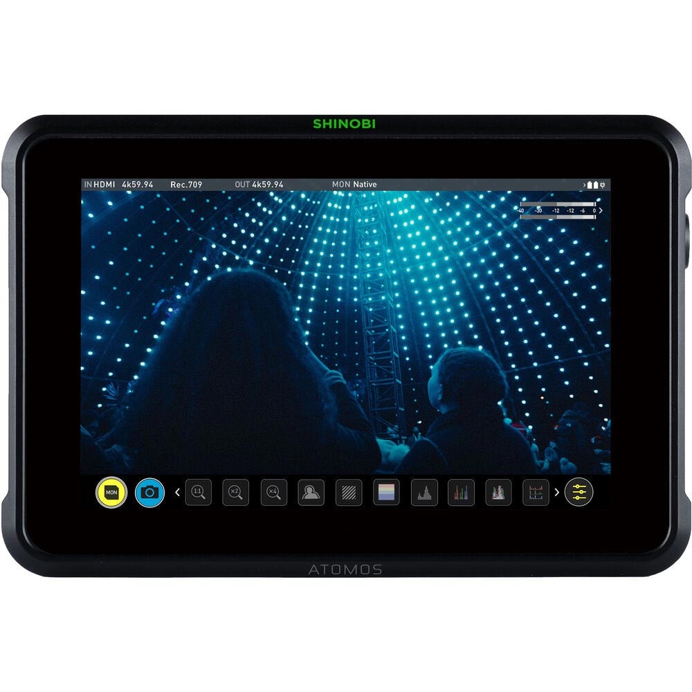 The Atomos Shinobi 7-Inch 4K Monitor has a 1920x1200 10-bit FRC IPS display with a brightness of 2200 cd/m² that is suitable for both in- and exterior use.