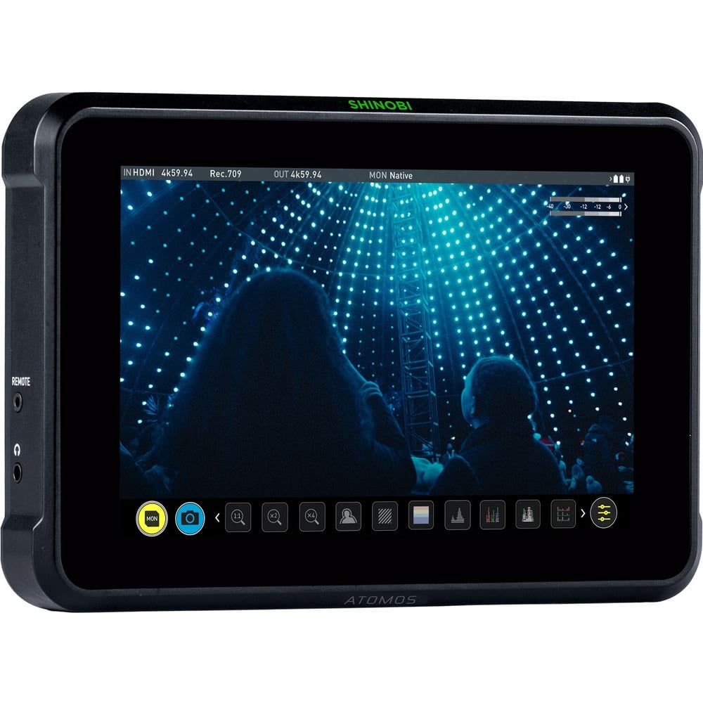 The Atomos Shinobi 7-Inch 4K Monitor has a 1920x1200 10-bit FRC IPS display with a brightness of 2200 cd/m² that is suitable for both in- and exterior use.