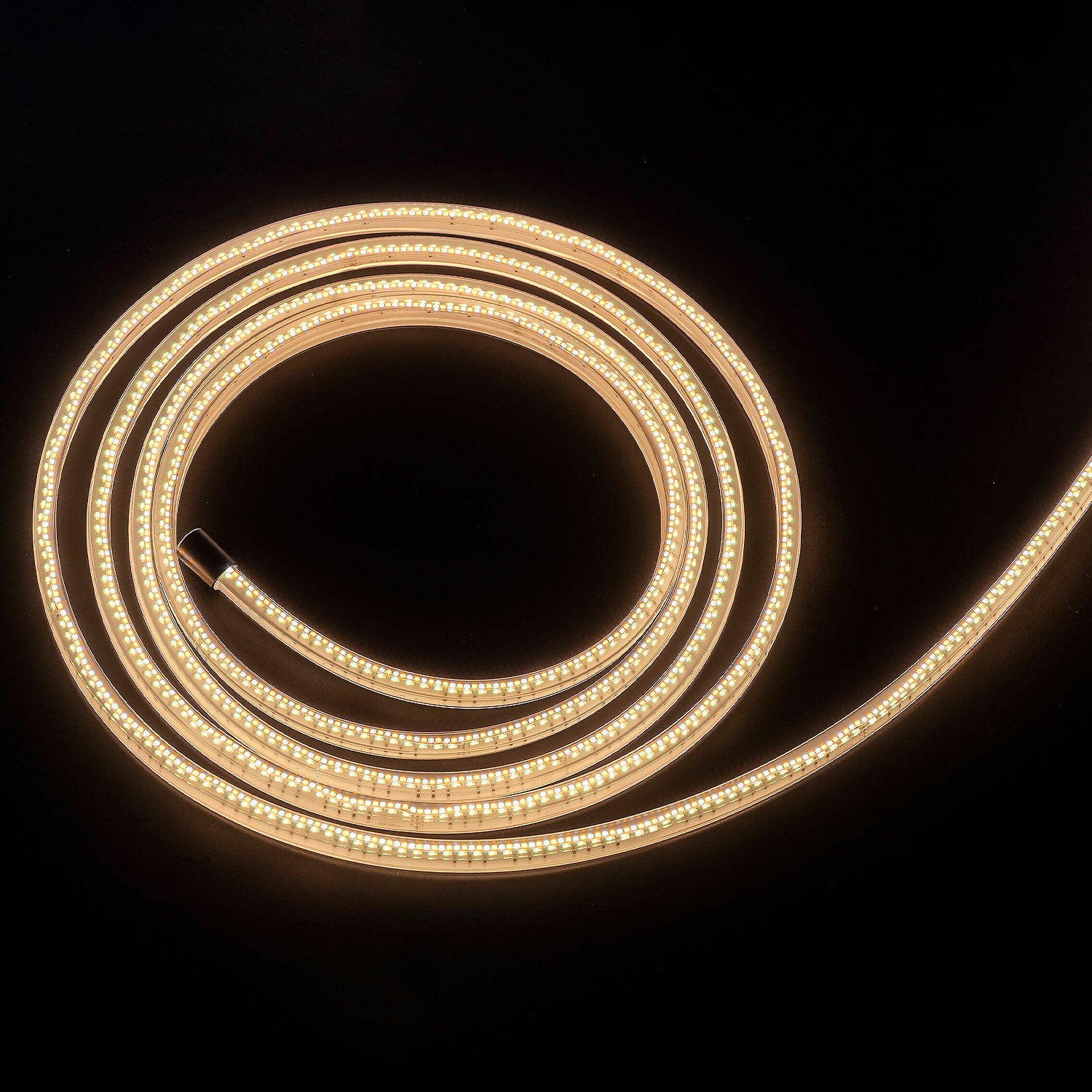 Yellow LED strip light on a black background