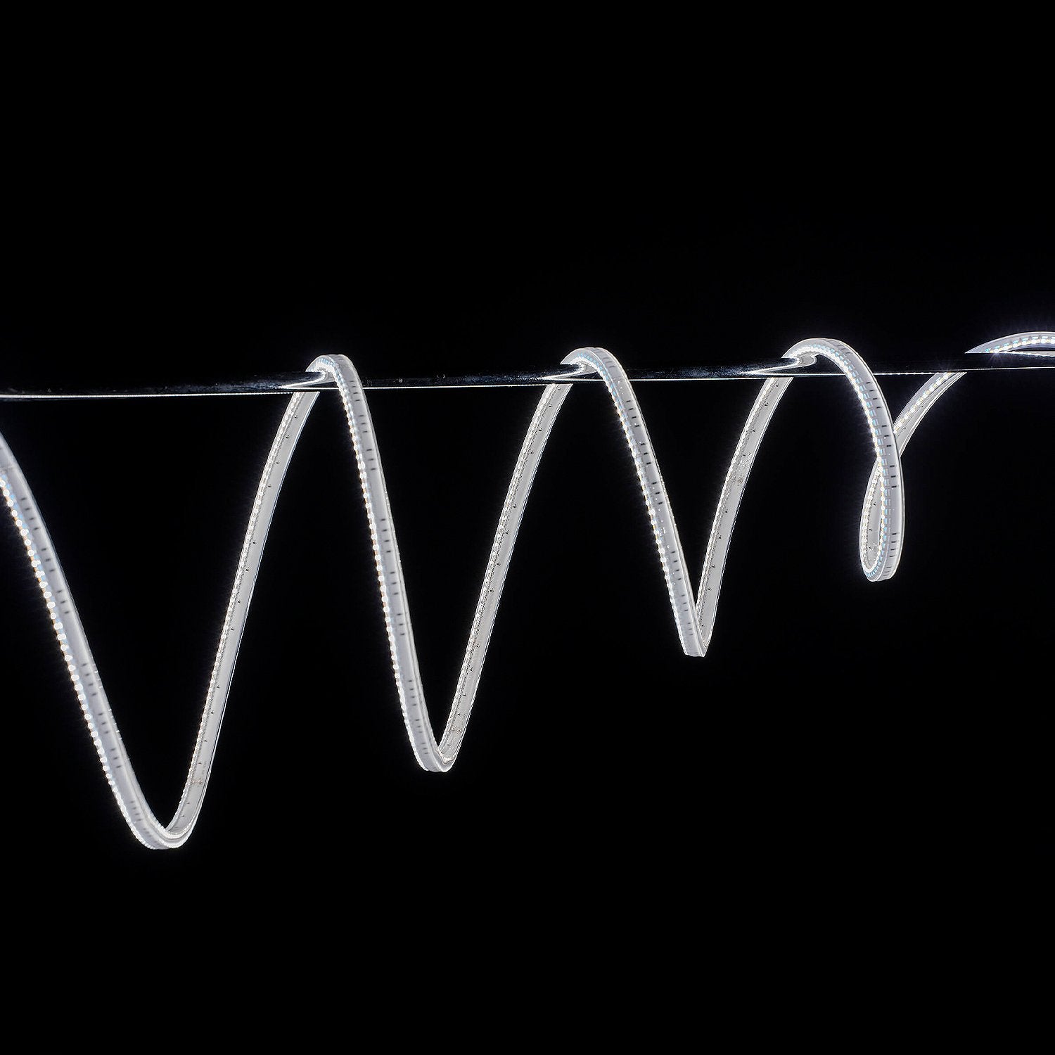 White LED strip light on a black background