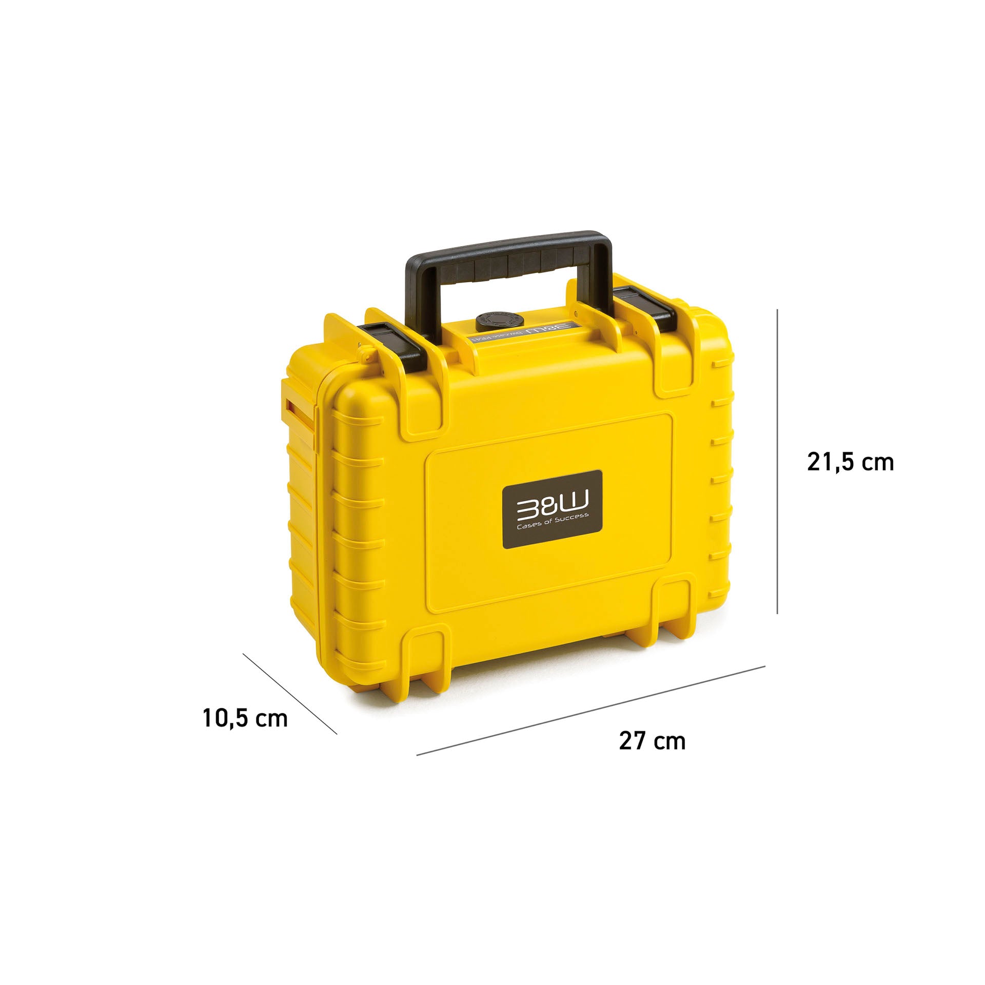 Durable B&W Case Type 1000 Yellow, impact-resistant and stackable.