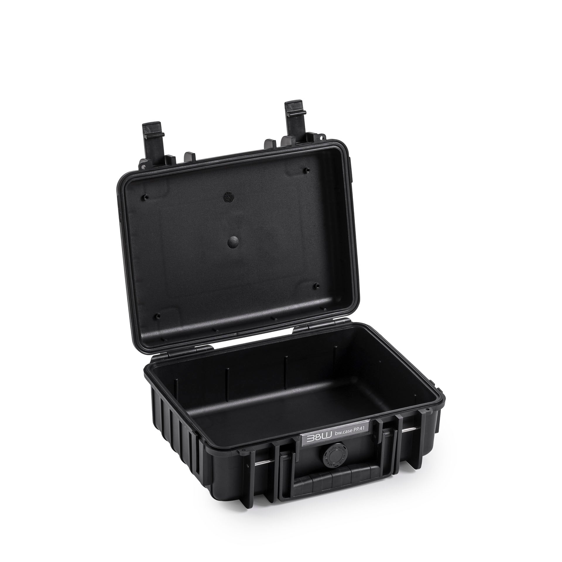 Durable B&W Case Type 1000 black, impact-resistant and stackable.