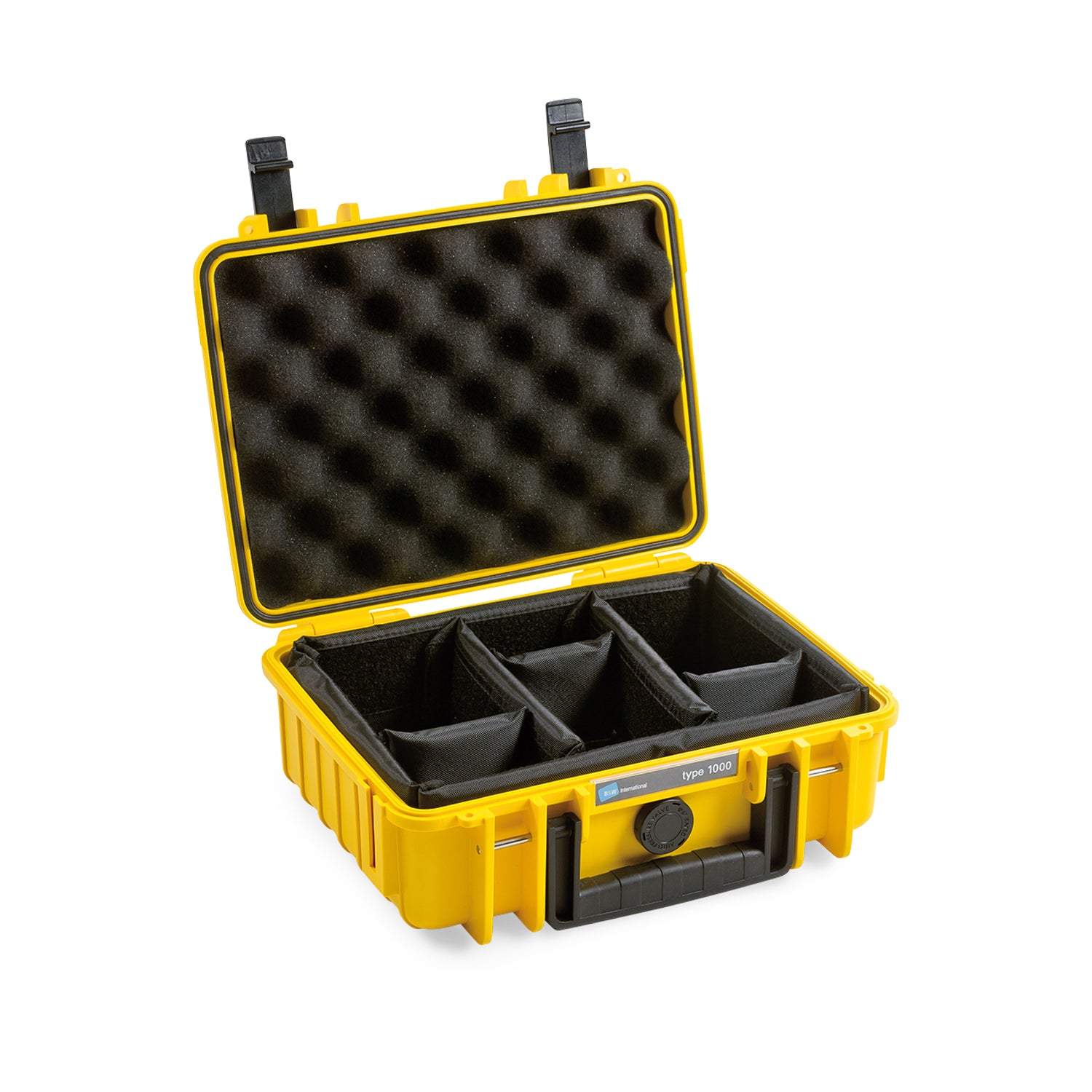 Durable B&W Case Type 1000 Yellow, impact-resistant and stackable.
