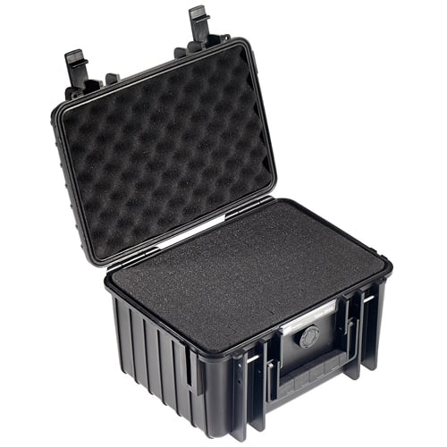 B&W Outdoor Case Type 2000 with pre-cut foam insert, waterproof and dustproof protective camera case, IP67 certified, durable and shock resistant.