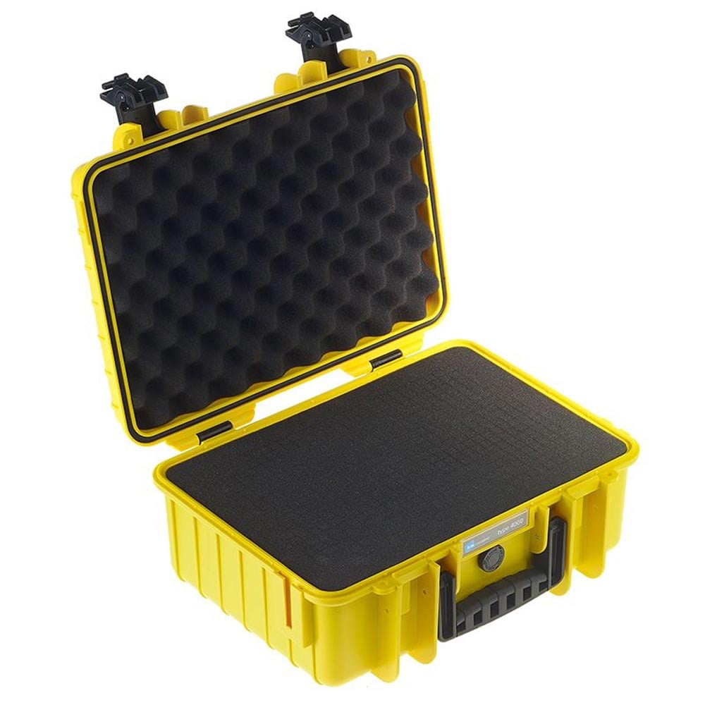 Stackable and shock-resistant B&W Case Type 4000 hard case with padlock eyelets.
