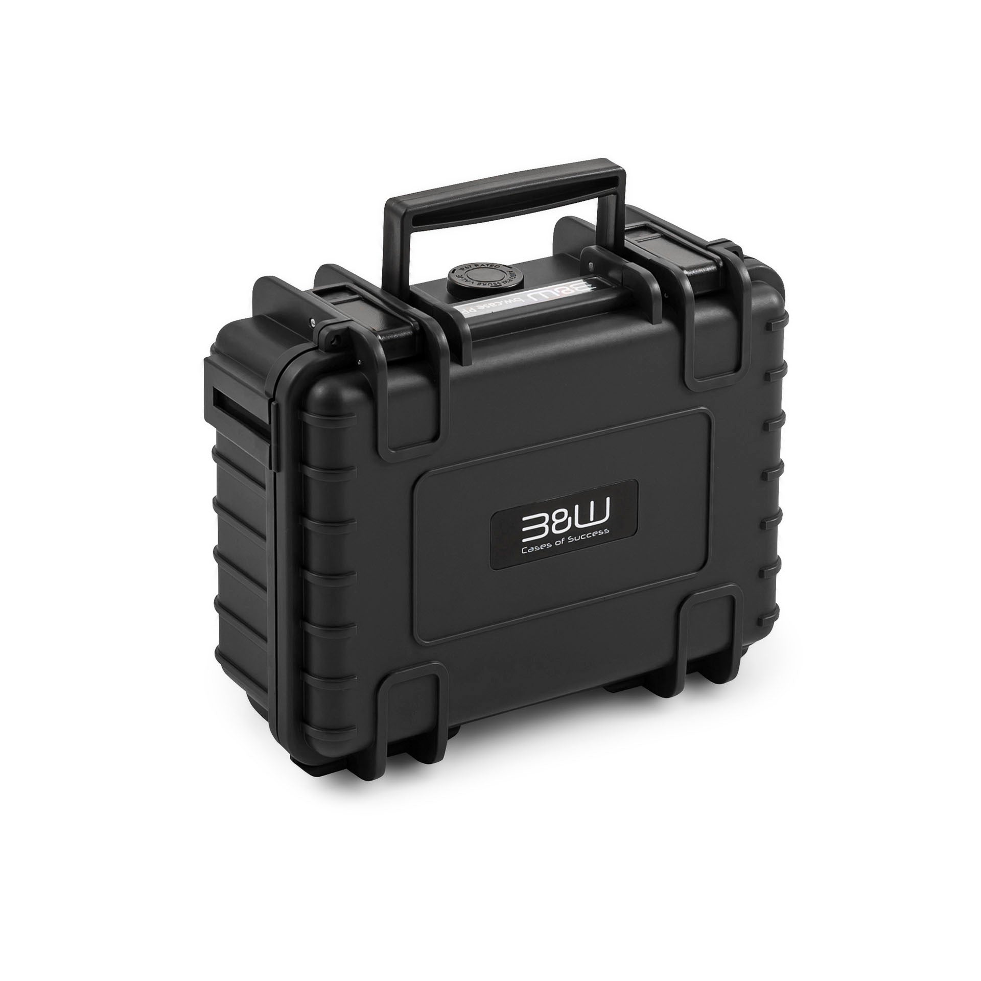 Durable B&W Case Type 500 Black, impact-resistant and stackable.