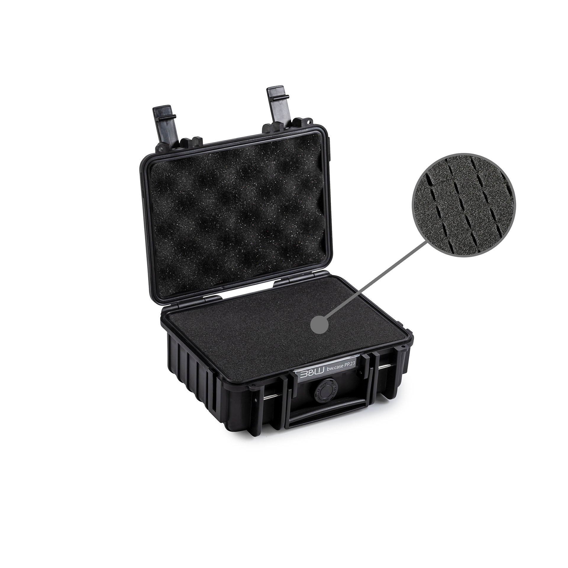 Durable B&W Case Type 500 Black, impact-resistant and stackable.