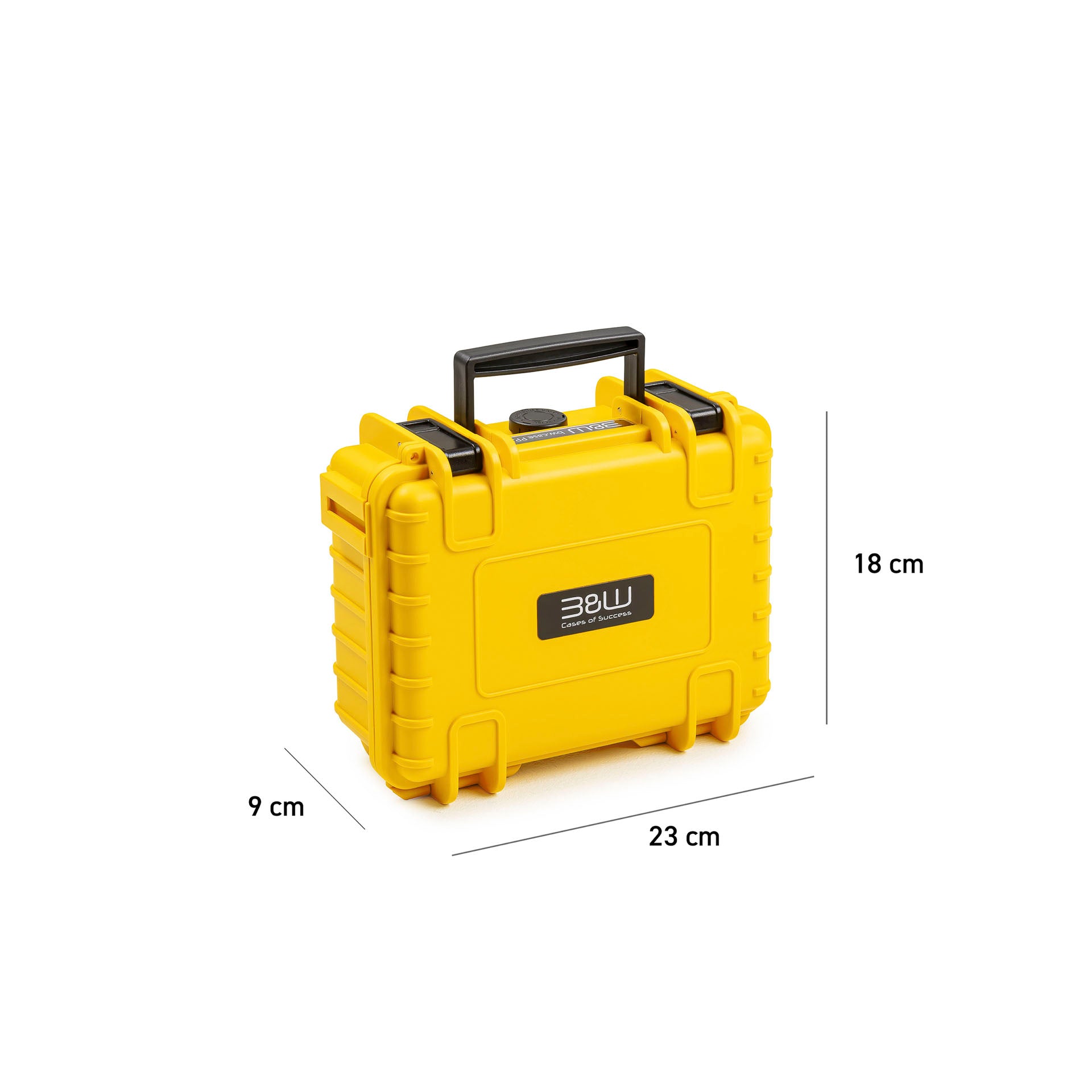 Durable B&W Case Type 500 Yellow, impact-resistant and stackable.