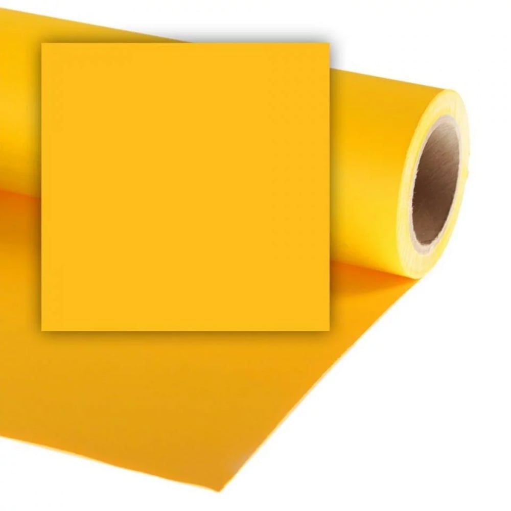 Roll of yellow paper with a square piece cut out on a white background