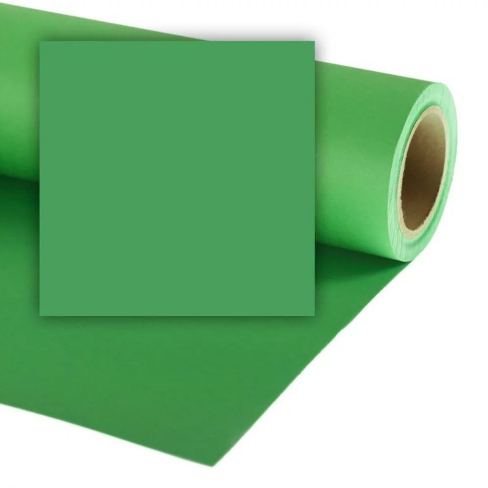 Green paper roll with a square cutout on a white background