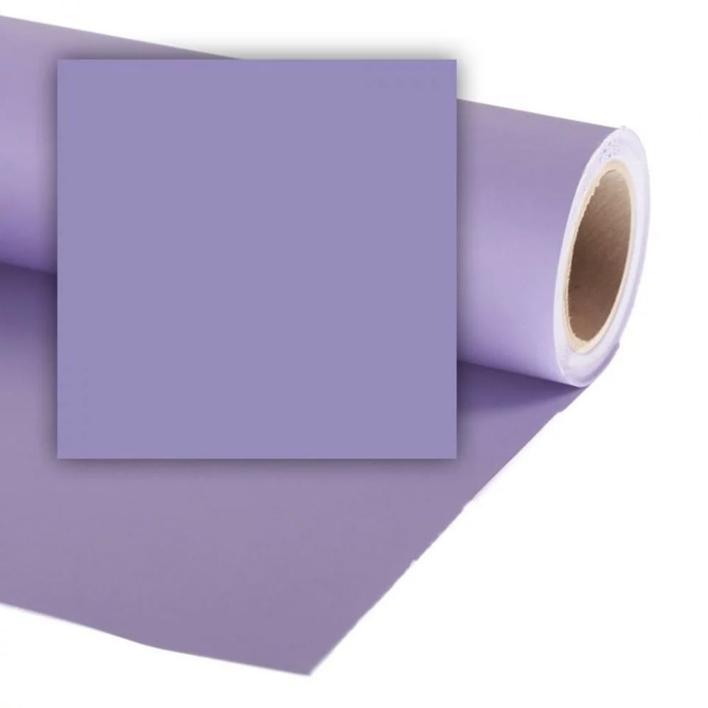 Roll of purple paper with a square sample on a white background